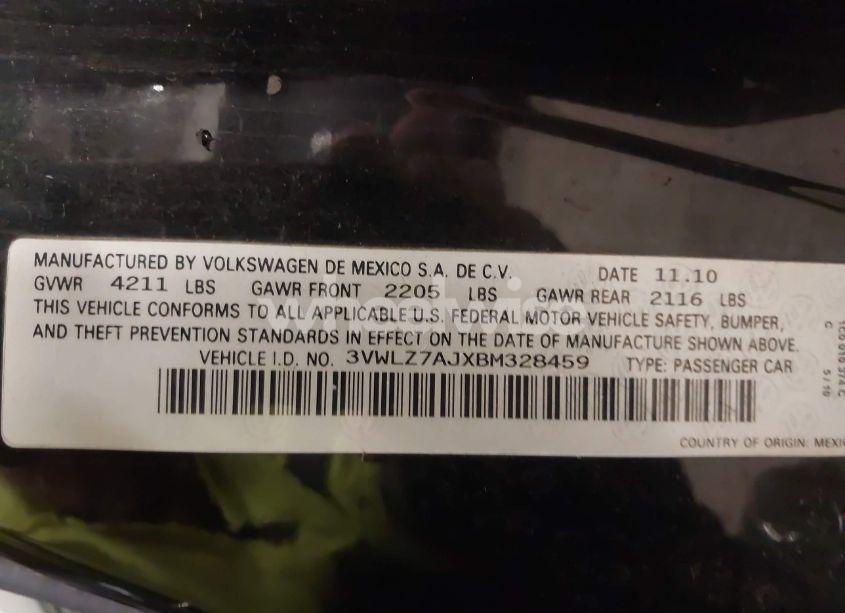 Photo 9 of 2011 Volkswagen Jetta 2.5L SEL (VIN 3VWLZ7AJXBM328459)