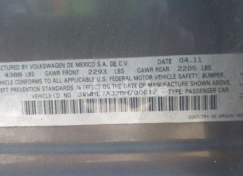 Photo 9 of 2011 Volkswagen Jetta SPORTWAGEN 2.0L TDI (VIN 3VWML7AJ2BM700012)