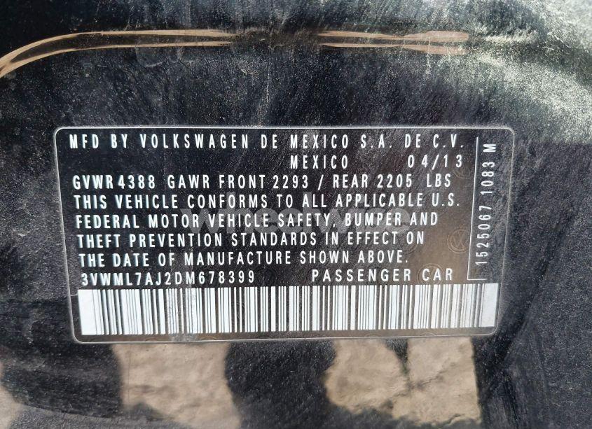 Photo 9 of 2013 Volkswagen Jetta SPORTWAGEN 2.0L TDI (VIN 3VWML7AJ2DM678399)