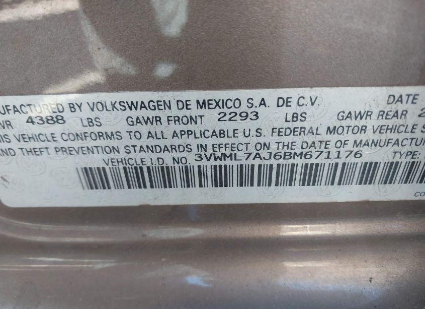 Photo 9 of 2011 Volkswagen Jetta SPORTWAGEN 2.0L TDI (VIN 3VWML7AJ6BM671176)