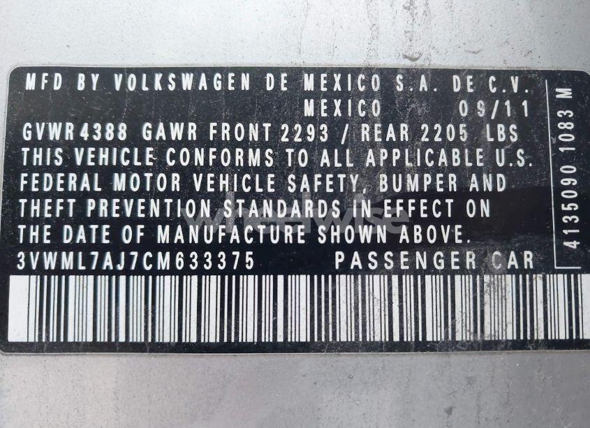 Photo 9 of 2012 Volkswagen Jetta SPORTWAGEN 2.0L TDI (VIN 3VWML7AJ7CM633375)