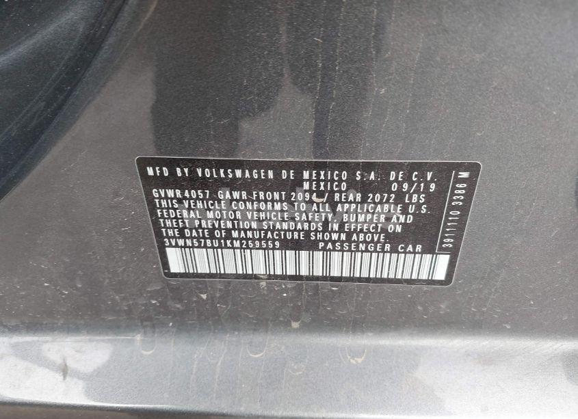 Photo 9 of 2019 Volkswagen Jetta 1.4T S (VIN 3VWN57BU1KM259559)