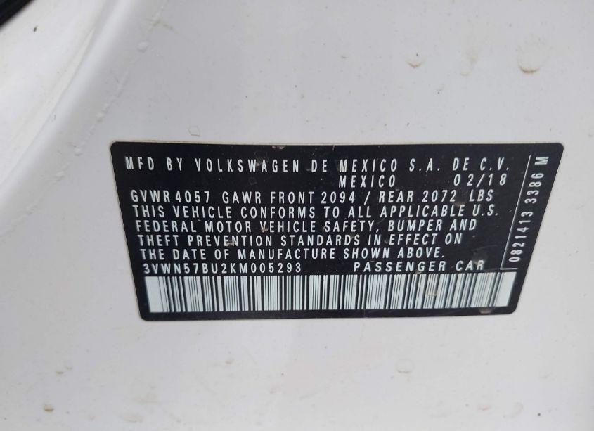 Photo 9 of 2019 Volkswagen Jetta 1.4T S (VIN 3VWN57BU2KM005293)