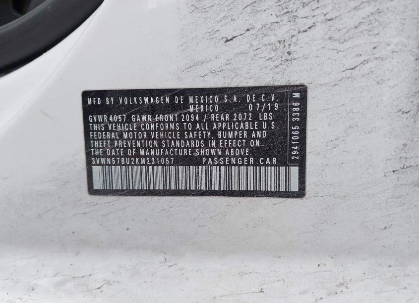 Photo 9 of 2019 Volkswagen Jetta 1.4T S (VIN 3VWN57BU2KM231057)