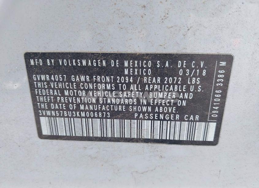 Photo 9 of 2019 Volkswagen Jetta 1.4T S (VIN 3VWN57BU3KM006873)