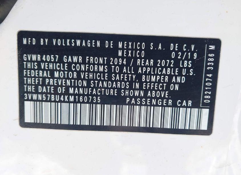 Photo 9 of 2019 Volkswagen Jetta 1.4T S (VIN 3VWN57BU4KM160735)
