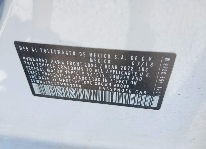 Photo 9 of 2019 Volkswagen Jetta 1.4T S (VIN 3VWN57BU5KM069358)