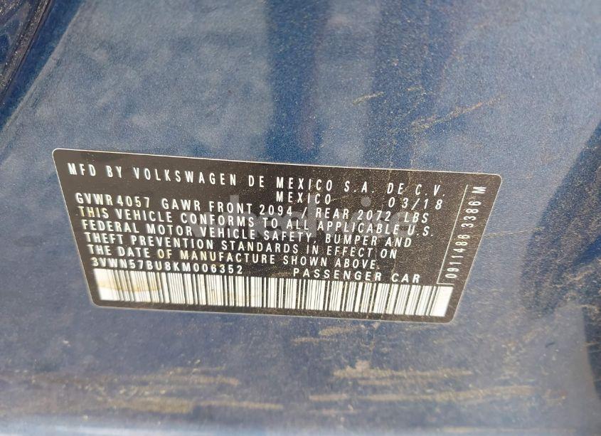 Photo 9 of 2019 Volkswagen Jetta 1.4T S (VIN 3VWN57BU8KM006352)