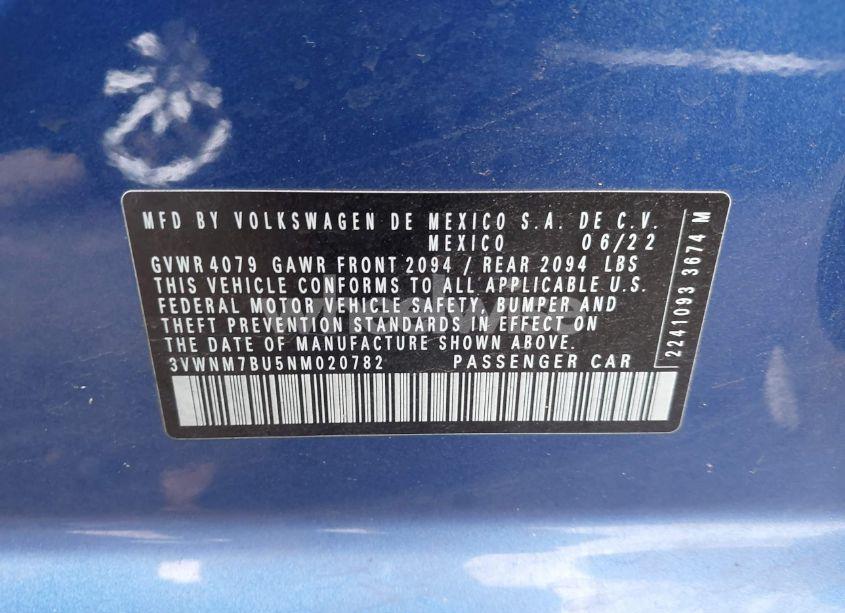 Photo 9 of 2022 Volkswagen Jetta 1.5T S (VIN 3VWNM7BU5NM020782)