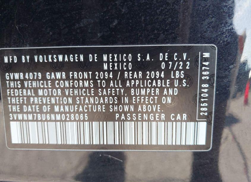 Photo 9 of 2022 Volkswagen Jetta 1.5T S (VIN 3VWNM7BU6NM028065)