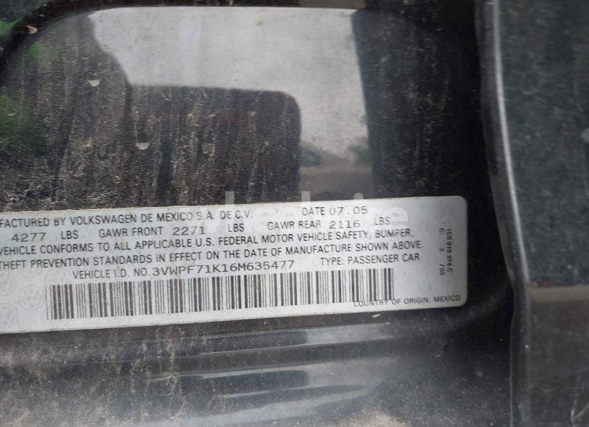 Photo 9 of 2006 Volkswagen Jetta VALUE EDITION (VIN 3VWPF71K16M635477)