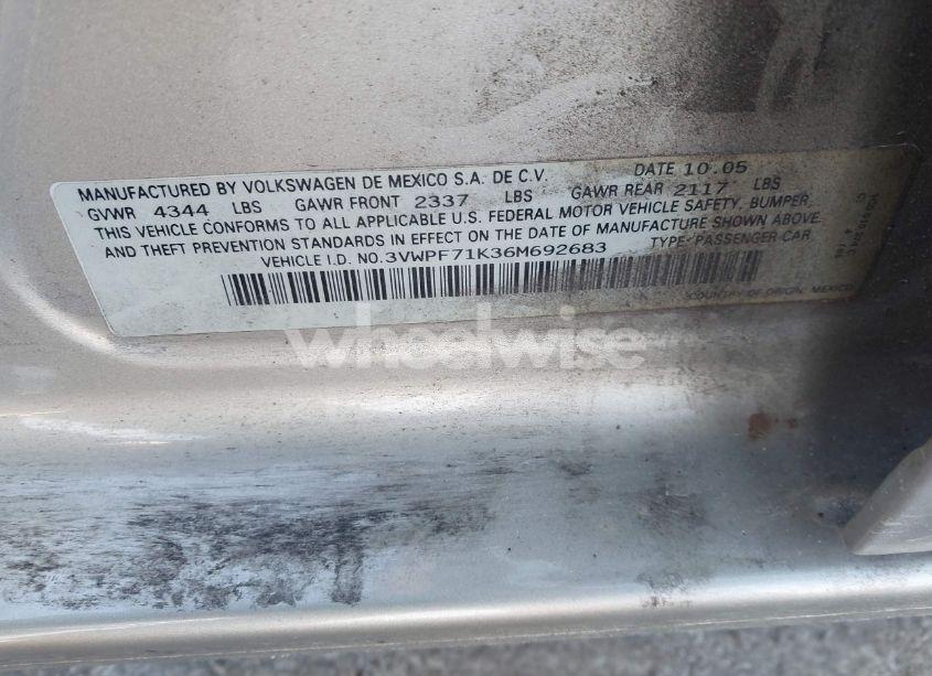 Photo 9 of 2006 Volkswagen Jetta VALUE EDITION (VIN 3VWPF71K36M692683)