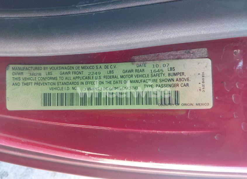 Photo 9 of 2008 Volkswagen New BEETLE S (VIN 3VWPG31C68M509388)