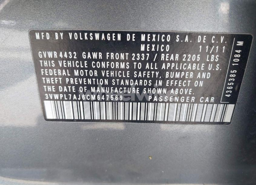 Photo 9 of 2012 Volkswagen Jetta SPORTWAGEN 2.0L TDI (VIN 3VWPL7AJ6CM647569)