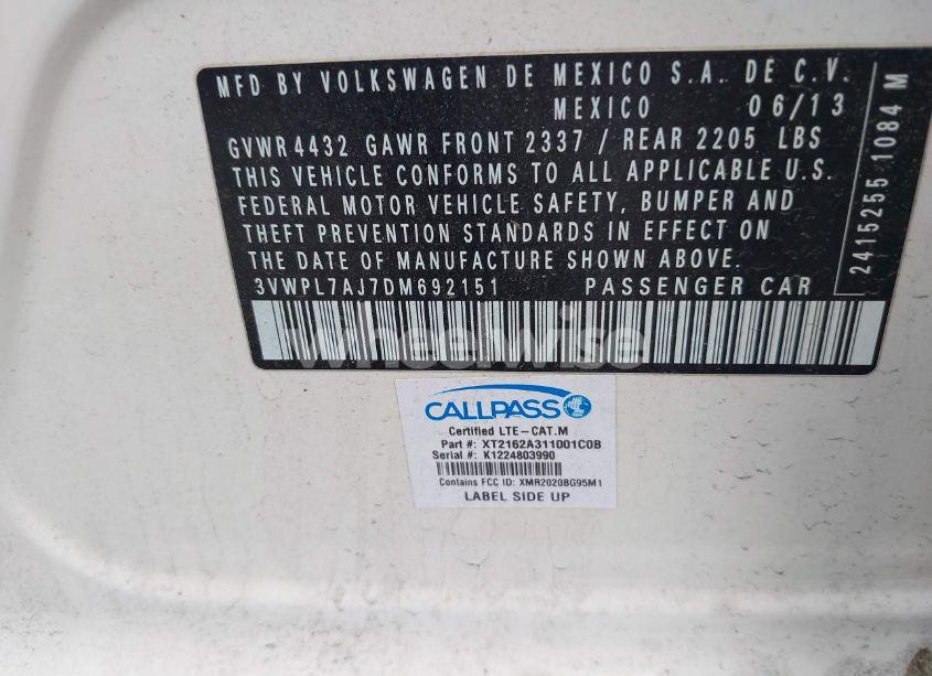 Photo 9 of 2013 Volkswagen Jetta SPORTWAGEN 2.0L TDI (VIN 3VWPL7AJ7DM692151)