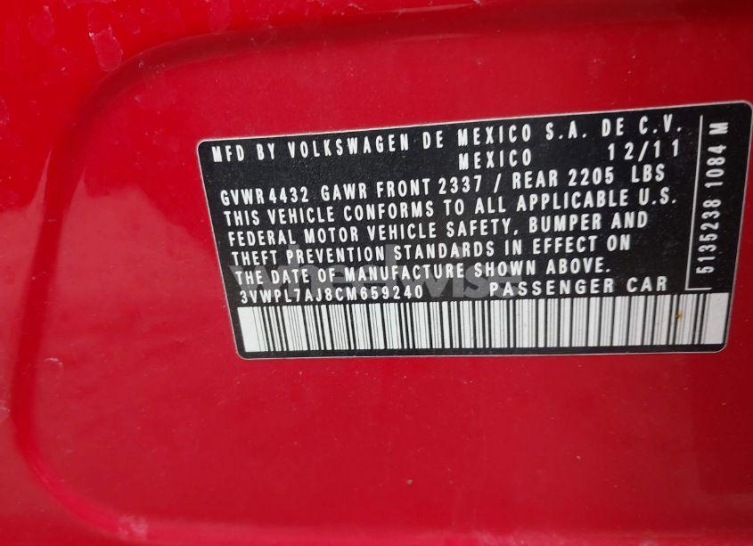 Photo 9 of 2012 Volkswagen Jetta SPORTWAGEN 2.0L TDI (VIN 3VWPL7AJ8CM659240)