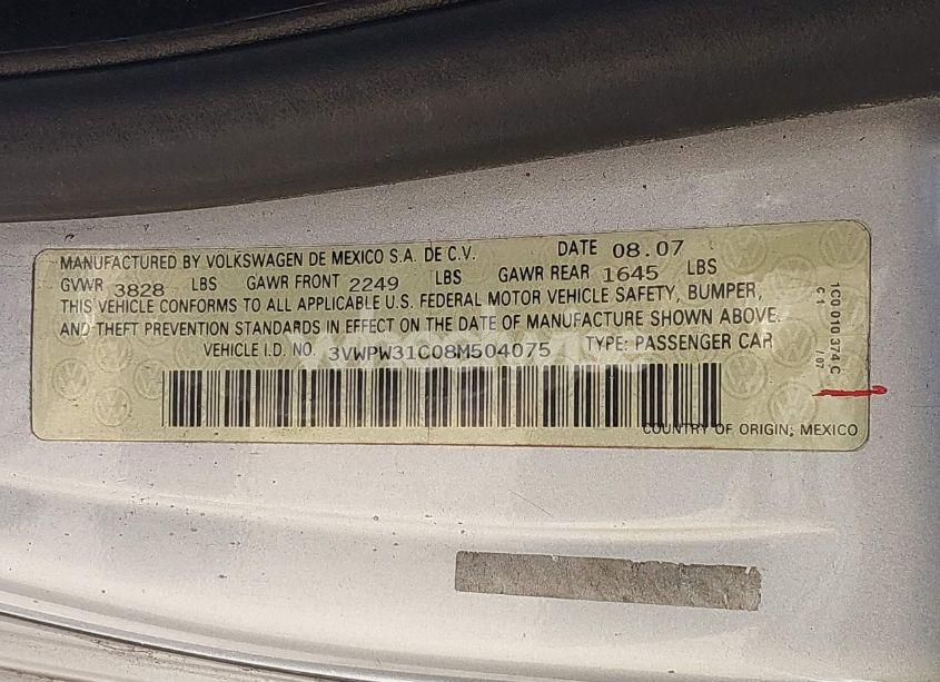 Photo 9 of 2008 Volkswagen New BEETLE S (VIN 3VWPW31C08M504075)