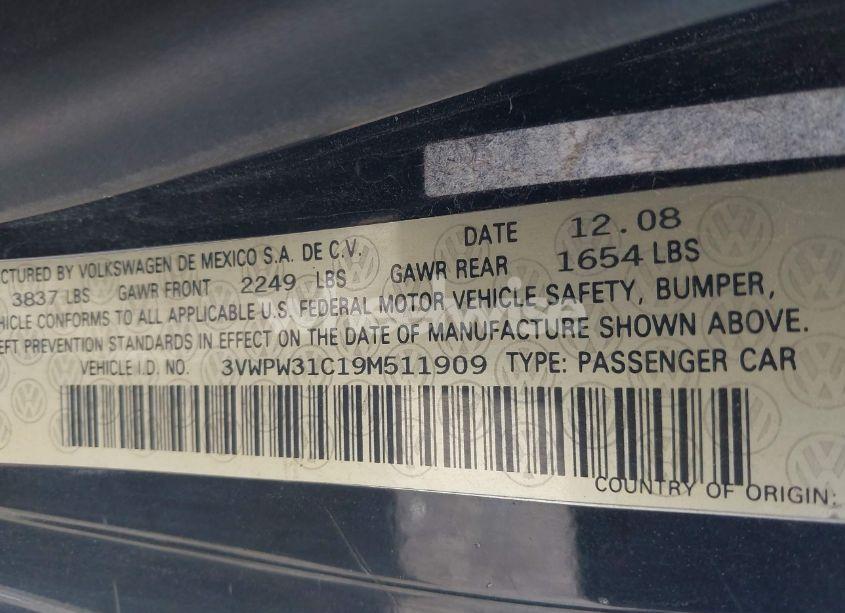 Photo 9 of 2009 Volkswagen New BEETLE 2.5L (VIN 3VWPW31C19M511909)