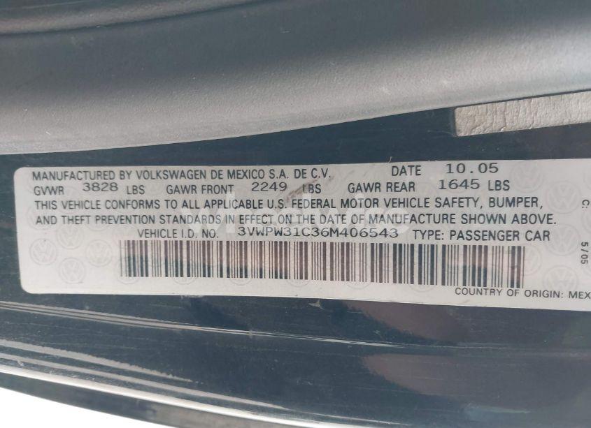 Photo 9 of 2006 Volkswagen New BEETLE 2.5 (VIN 3VWPW31C36M406543)