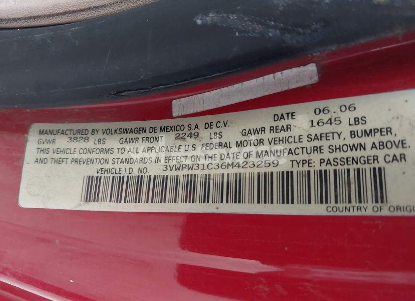 Photo 9 of 2006 Volkswagen New BEETLE 2.5 (VIN 3VWPW31C36M423259)