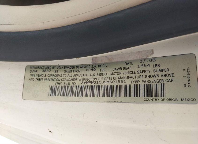 Photo 9 of 2009 Volkswagen New BEETLE 2.5L (VIN 3VWPW31C39M501561)