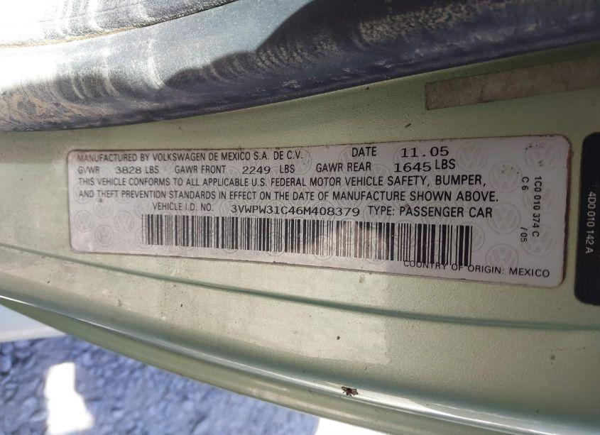 Photo 9 of 2006 Volkswagen New BEETLE 2.5 (VIN 3VWPW31C46M408379)