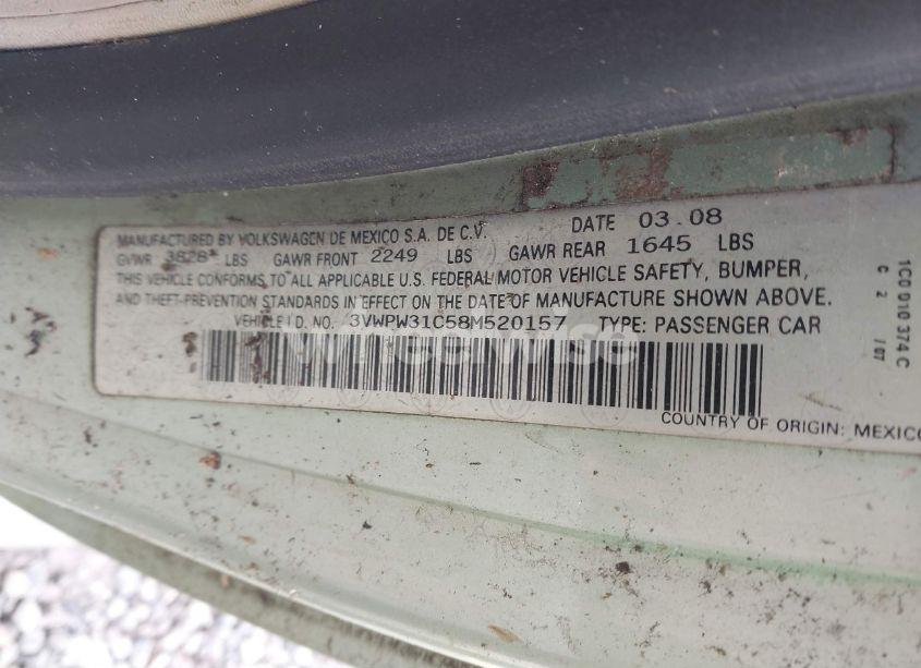 Photo 9 of 2008 Volkswagen New BEETLE S (VIN 3VWPW31C58M520157)