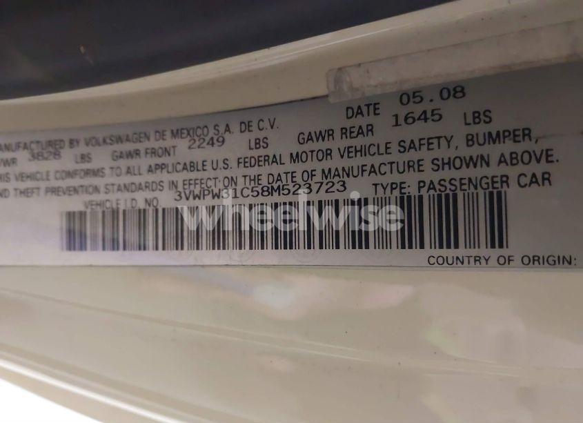 Photo 9 of 2008 Volkswagen New BEETLE S (VIN 3VWPW31C58M523723)