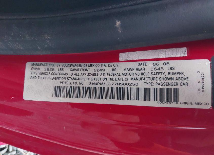 Photo 9 of 2007 Volkswagen New BEETLE 2.5 (VIN 3VWPW31C77M500250)