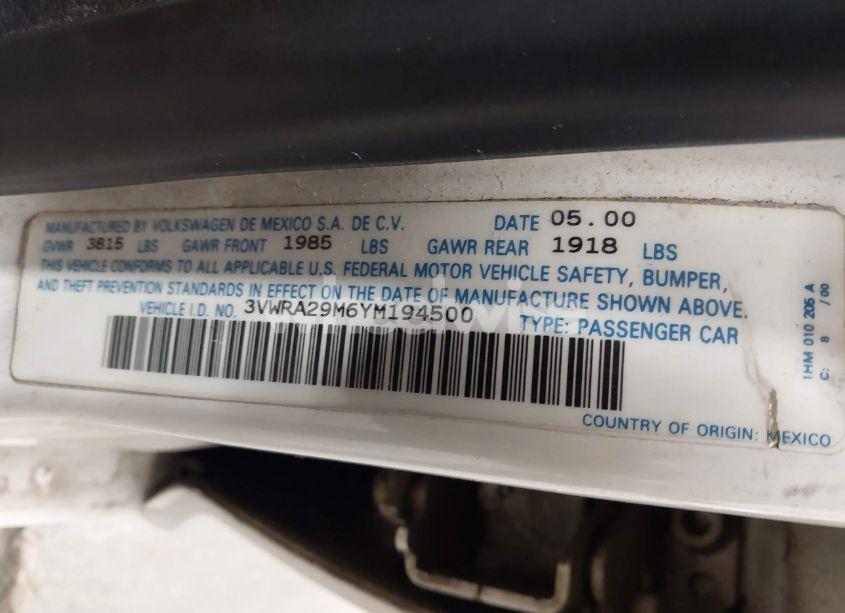 Photo 9 of 2000 Volkswagen Jetta GL (VIN 3VWRA29M6YM194500)