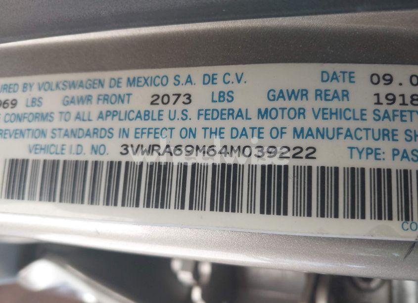 Photo 9 of 2004 Volkswagen Jetta GL (VIN 3VWRA69M64M039222)