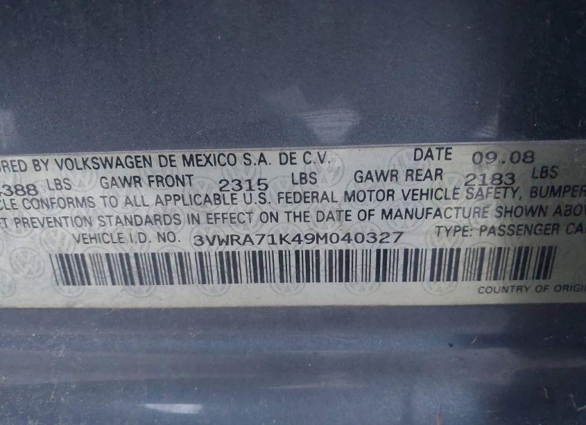 Photo 9 of 2009 Volkswagen Jetta WOLFSBURG EDITION (VIN 3VWRA71K49M040327)