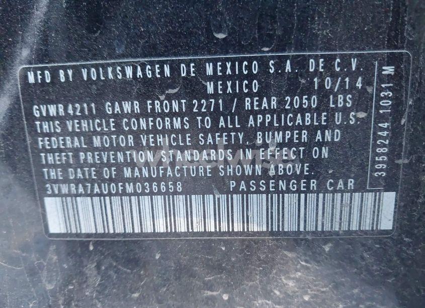 Photo 9 of 2015 Volkswagen Golf TDI S 4-DOOR (VIN 3VWRA7AU0FM036658)