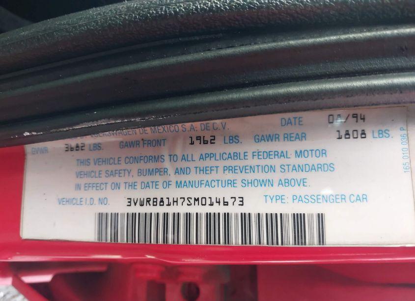 Photo 9 of 1995 Volkswagen Jetta III GL/GL (VIN 3VWRB81H7SM014673)