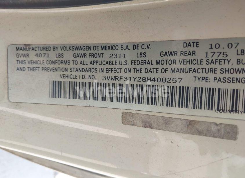 Photo 9 of 2008 Volkswagen New BEETLE SE (VIN 3VWRF31Y28M408257)