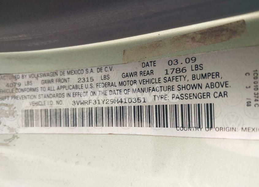 Photo 9 of 2009 Volkswagen New BEETLE 2.5L (VIN 3VWRF31Y29M410351)