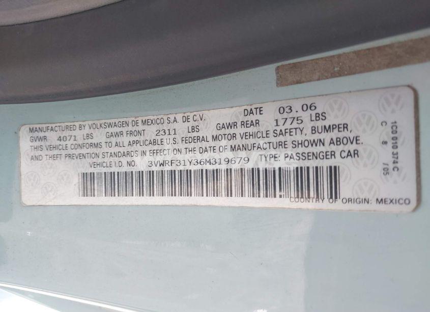 Photo 9 of 2006 Volkswagen New BEETLE 2.5 (VIN 3VWRF31Y36M319679)