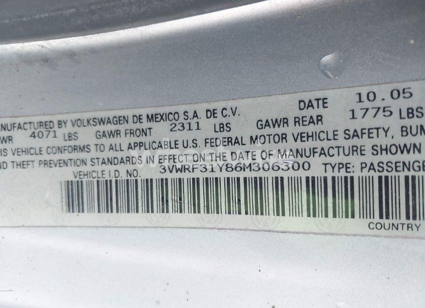 Photo 9 of 2006 Volkswagen New BEETLE 2.5 (VIN 3VWRF31Y86M306300)