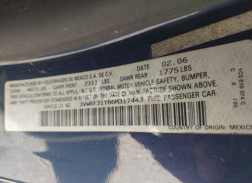 Photo 9 of 2006 Volkswagen New BEETLE 2.5 (VIN 3VWRF31Y86M317443)