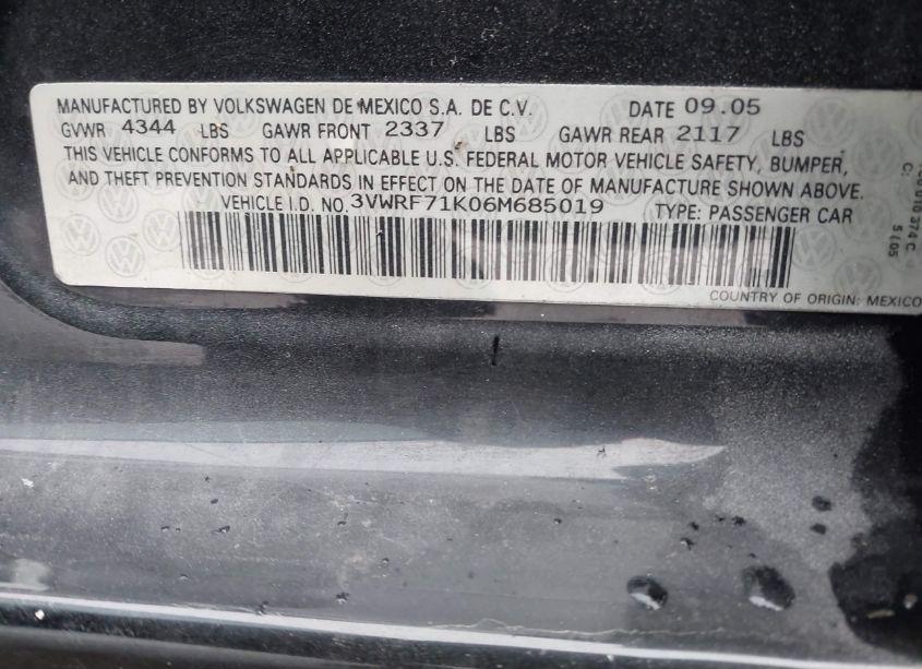 Photo 9 of 2006 Volkswagen Jetta 2.5 (VIN 3VWRF71K06M685019)