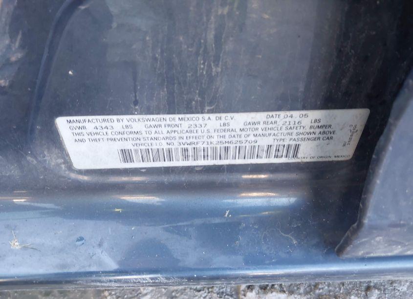 Photo 9 of 2005 Volkswagen Jetta 2.5 (VIN 3VWRF71K25M625709)