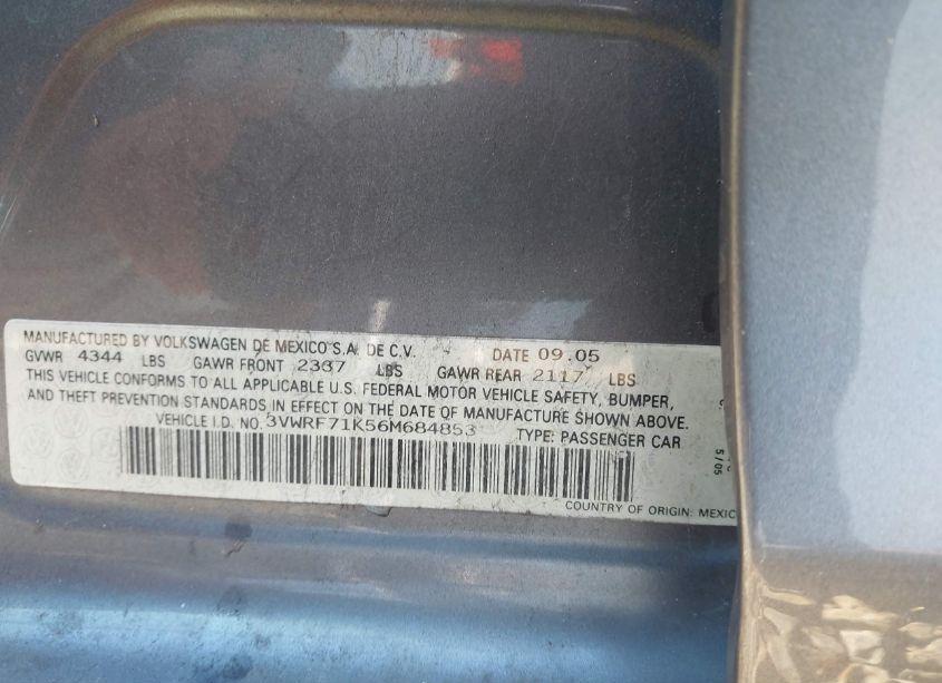 Photo 9 of 2006 Volkswagen Jetta 2.5 (VIN 3VWRF71K56M684853)