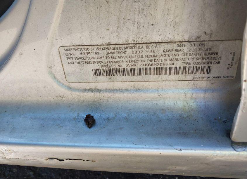Photo 9 of 2006 Volkswagen Jetta 2.5 (VIN 3VWRF71K86M708594)