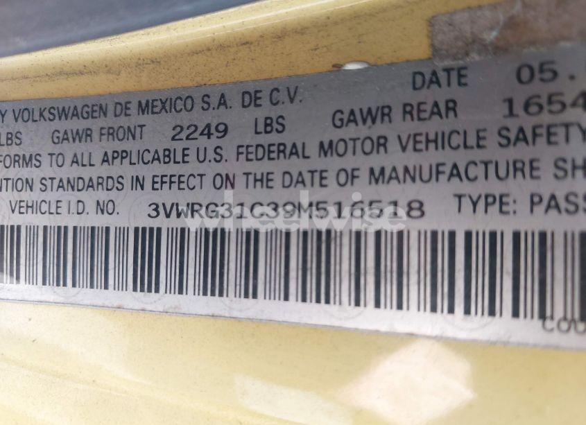 Photo 9 of 2009 Volkswagen New BEETLE 2.5L (VIN 3VWRG31C39M516518)