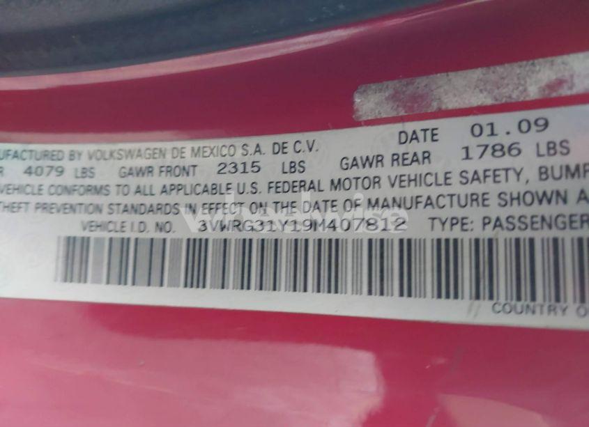 Photo 9 of 2009 Volkswagen New BEETLE 2.5L (VIN 3VWRG31Y19M407812)