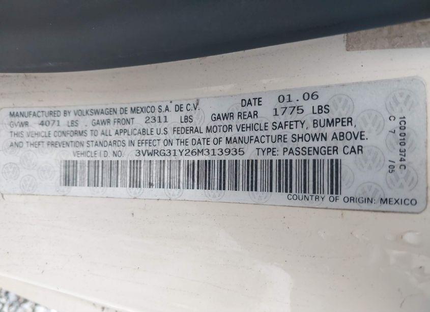 Photo 9 of 2006 Volkswagen New BEETLE 2.5 (VIN 3VWRG31Y26M313935)