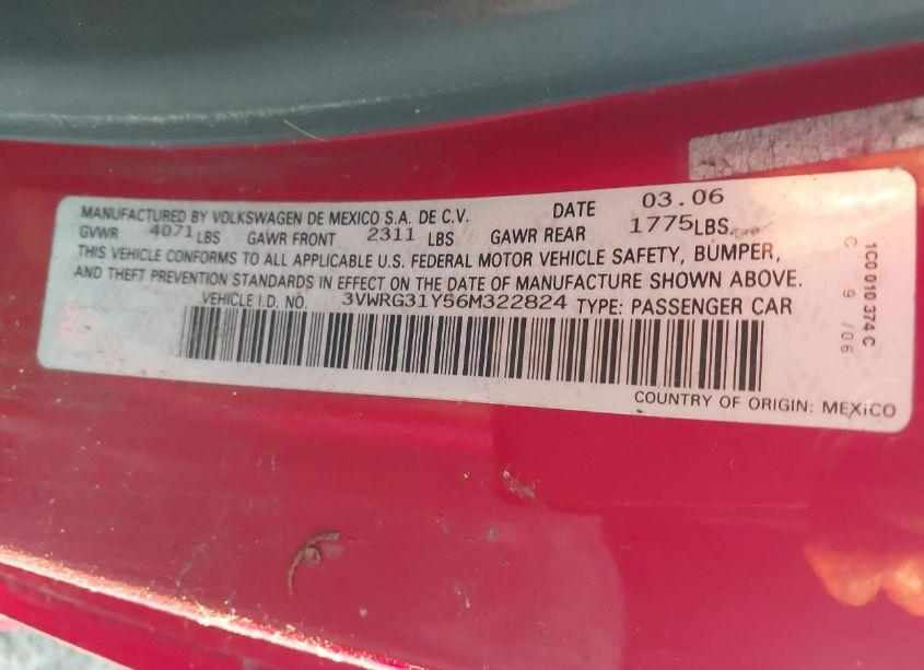 Photo 9 of 2006 Volkswagen New BEETLE 2.5 (VIN 3VWRG31Y56M322824)