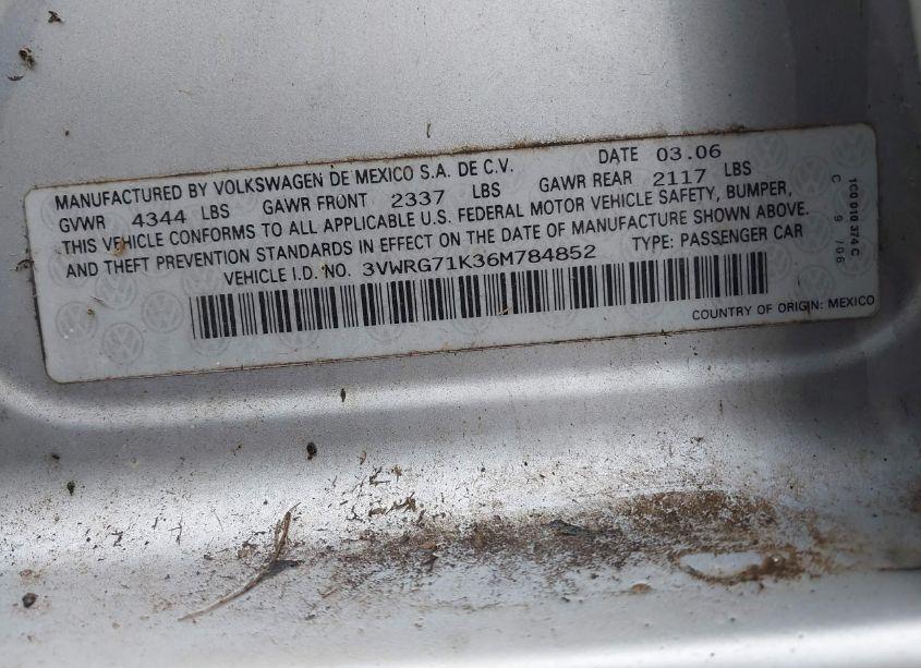 Photo 9 of 2006 Volkswagen Jetta 2.5 (VIN 3VWRG71K36M784852)