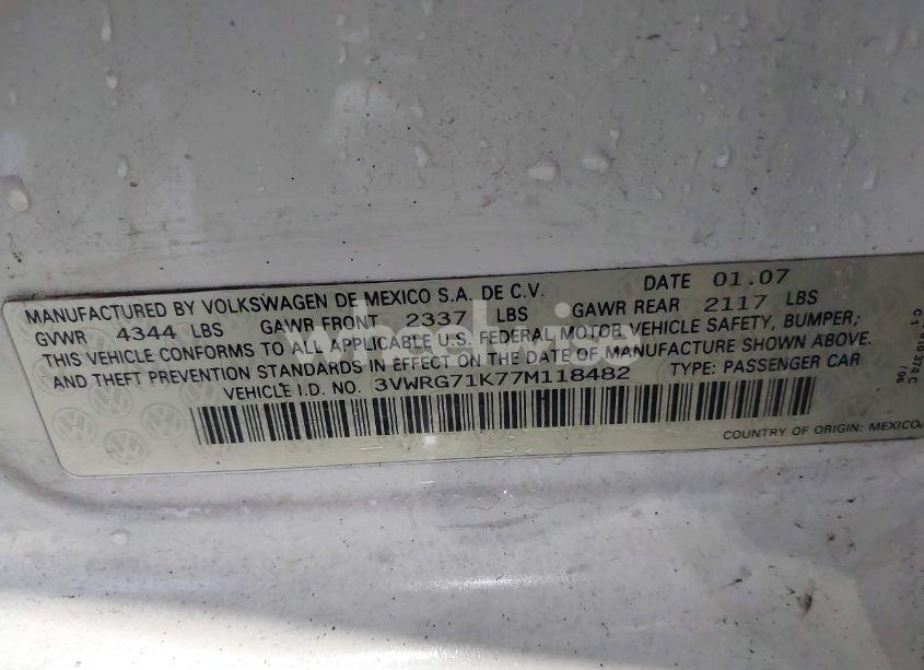 Photo 9 of 2007 Volkswagen Jetta 2.5 (VIN 3VWRG71K77M118482)