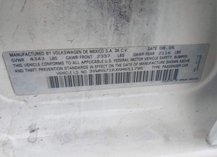 Photo 9 of 2006 Volkswagen Jetta 2.5 (VIN 3VWRG71KX6M651795)